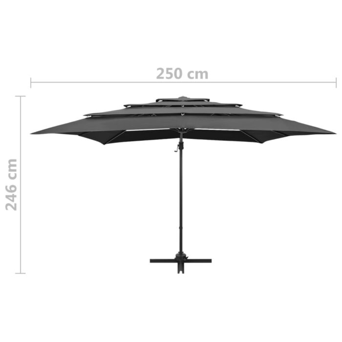 Parasol de jardin à 4 niveaux avec mât en aluminium anthracite – Image 8