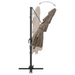 Parasol de jardin à 4 niveaux avec mât en aluminium taupe – Image 5