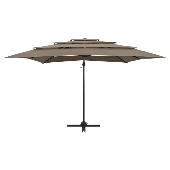 Parasol de jardin à 4 niveaux avec mât en aluminium taupe – Image 6