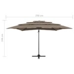 Parasol de jardin à 4 niveaux avec mât en aluminium taupe – Image 8
