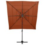 Parasol de jardin à 4 niveaux avec mât en aluminium terre cuite – Image 2