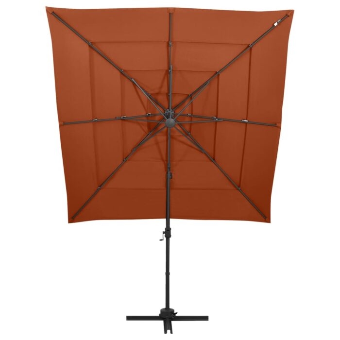 Parasol de jardin à 4 niveaux avec mât en aluminium terre cuite – Image 2