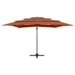 Parasol de jardin à 4 niveaux avec mât en aluminium terre cuite – Image 3