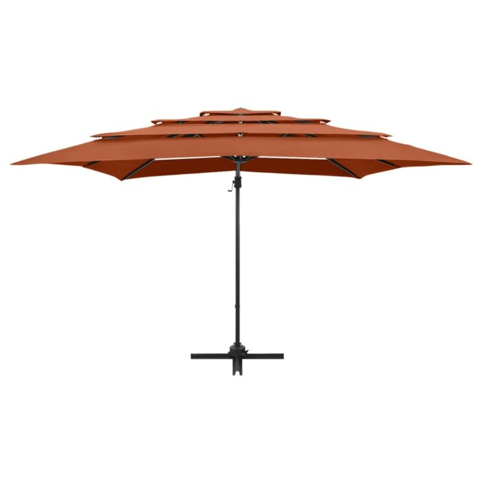 Parasol de jardin à 4 niveaux avec mât en aluminium terre cuite – Image 3