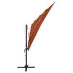 Parasol de jardin à 4 niveaux avec mât en aluminium terre cuite – Image 4