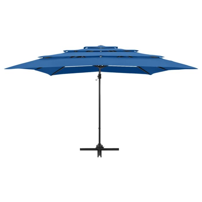 Parasol de jardin à 4 niveaux avec mât en aluminium bleu azuré – Image 3