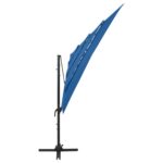 Parasol de jardin à 4 niveaux avec mât en aluminium bleu azuré – Image 4