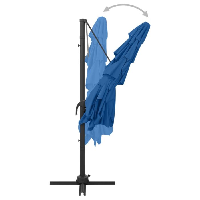 Parasol de jardin à 4 niveaux avec mât en aluminium bleu azuré – Image 6