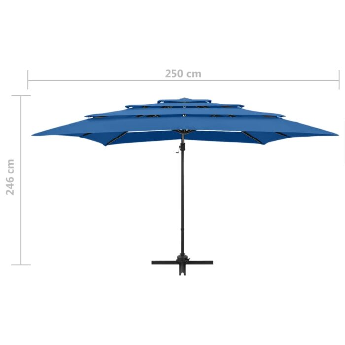 Parasol de jardin à 4 niveaux avec mât en aluminium bleu azuré – Image 8