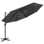 Parasol de jardin à 4 niveaux avec mât en aluminium anthracite
