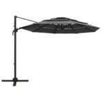 Parasol de jardin à 4 niveaux avec mât en aluminium anthracite – Image 2