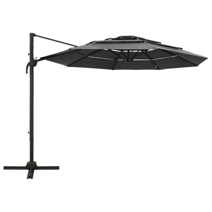 Parasol de jardin à 4 niveaux avec mât en aluminium anthracite – Image 2