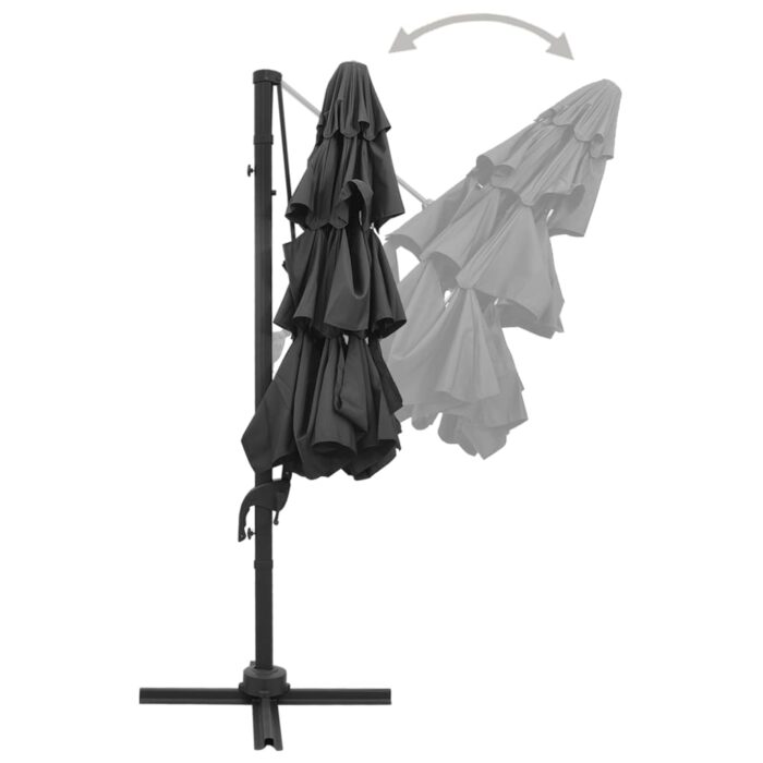 Parasol de jardin à 4 niveaux avec mât en aluminium anthracite – Image 4