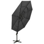 Parasol de jardin à 4 niveaux avec mât en aluminium anthracite – Image 5