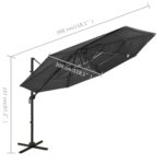 Parasol de jardin à 4 niveaux avec mât en aluminium anthracite – Image 7