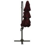 Parasol de jardin à 4 niveaux mât en aluminium rouge bordeaux – Image 4