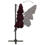 Parasol de jardin à 4 niveaux mât en aluminium rouge bordeaux – Image 5