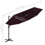 Parasol de jardin à 4 niveaux mât en aluminium rouge bordeaux – Image 7