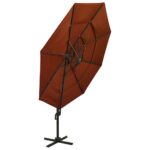 Parasol de jardin à 4 niveaux avec mât en aluminium terre cuite – Image 3