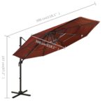 Parasol de jardin à 4 niveaux avec mât en aluminium terre cuite – Image 7