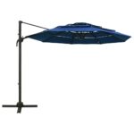 Parasol de jardin à 4 niveaux avec mât en aluminium bleu azuré – Image 2