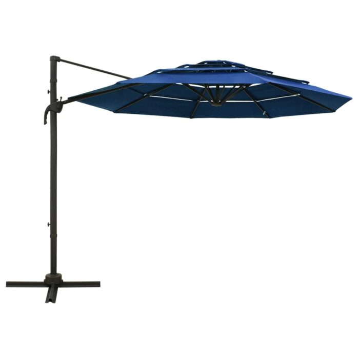 Parasol de jardin à 4 niveaux avec mât en aluminium bleu azuré – Image 2