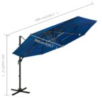 Parasol de jardin à 4 niveaux avec mât en aluminium bleu azuré – Image 7