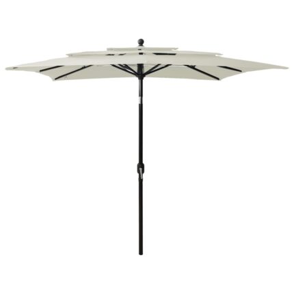 Parasol de jardin à 3 niveaux avec mât en aluminium sable