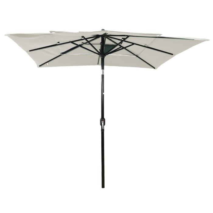 Parasol de jardin à 3 niveaux avec mât en aluminium sable – Image 2