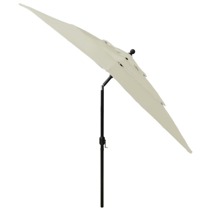 Parasol de jardin à 3 niveaux avec mât en aluminium sable – Image 4