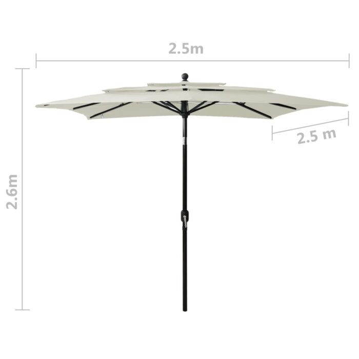 Parasol de jardin à 3 niveaux avec mât en aluminium sable – Image 7