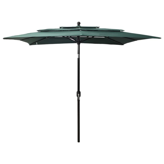 VXL8720286165195_a_en_hd_1.jpg Parasol de jardin à 3 niveaux avec mât en aluminium vert – Image 1