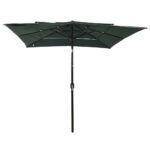 Parasol de jardin à 3 niveaux avec mât en aluminium vert – Image 2