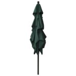 Parasol de jardin à 3 niveaux avec mât en aluminium vert – Image 3