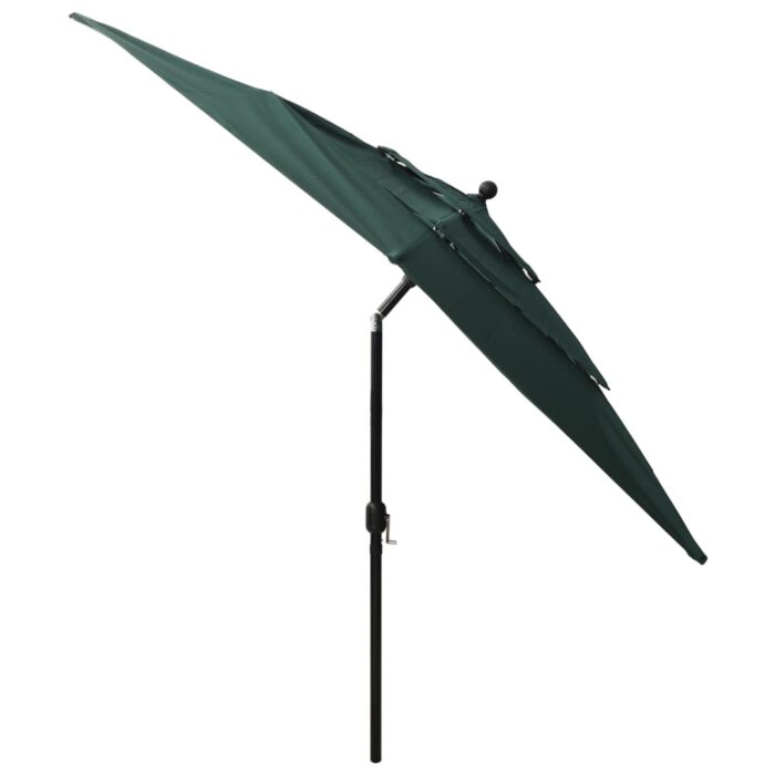 Parasol de jardin à 3 niveaux avec mât en aluminium vert – Image 4