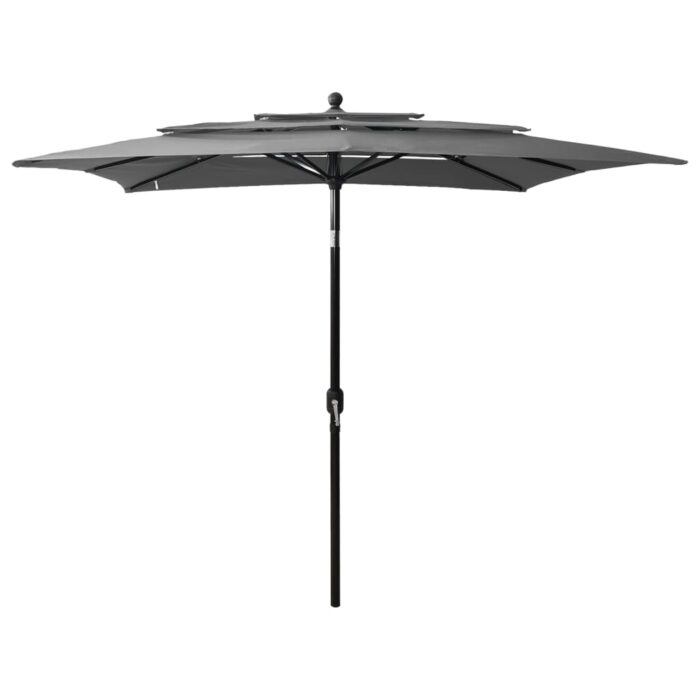 Parasol de jardin à 3 niveaux avec mât en aluminium anthracite – Image 1