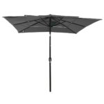 Parasol de jardin à 3 niveaux avec mât en aluminium anthracite – Image 2