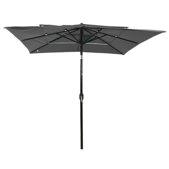 Parasol de jardin à 3 niveaux avec mât en aluminium anthracite – Image 2