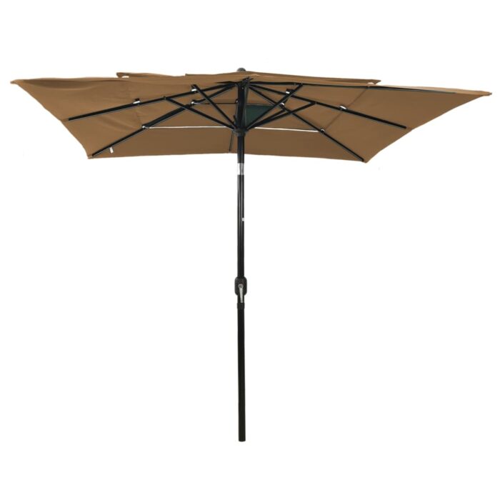Parasol de jardin à 3 niveaux avec mât en aluminium taupe – Image 2