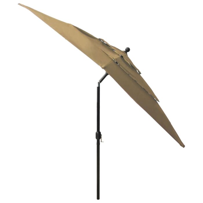 Parasol de jardin à 3 niveaux avec mât en aluminium taupe – Image 4
