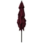 Parasol de jardin à 3 niveaux mât en aluminium rouge bordeaux – Image 3