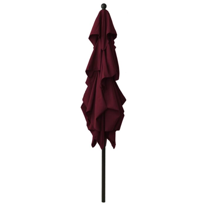Parasol de jardin à 3 niveaux mât en aluminium rouge bordeaux – Image 3