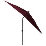 Parasol de jardin à 3 niveaux mât en aluminium rouge bordeaux – Image 4