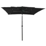 Parasol de jardin à 3 niveaux avec mât en aluminium noir – Image 2