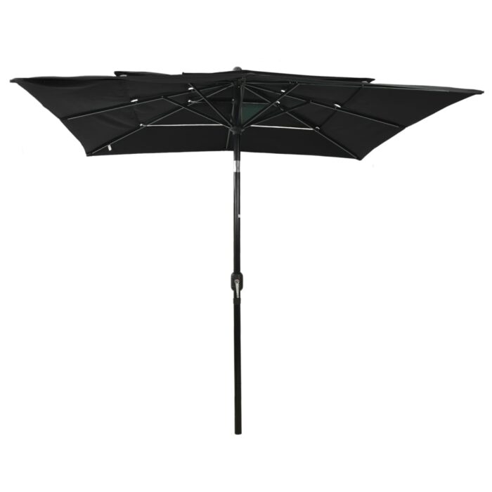 Parasol de jardin à 3 niveaux avec mât en aluminium noir – Image 2