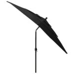 Parasol de jardin à 3 niveaux avec mât en aluminium noir – Image 4