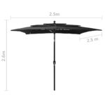 Parasol de jardin à 3 niveaux avec mât en aluminium noir – Image 7