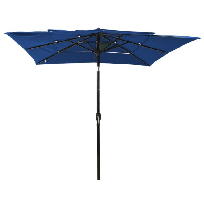 Parasol de jardin à 3 niveaux avec mât en aluminium bleu azuré – Image 2