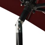 Parasol de jardin à 3 niveaux mât en aluminium rouge bordeaux – Image 4