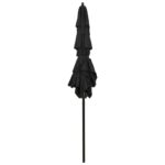 Parasol de jardin à 3 niveaux avec mât en aluminium noir 2x2 m – Image 3